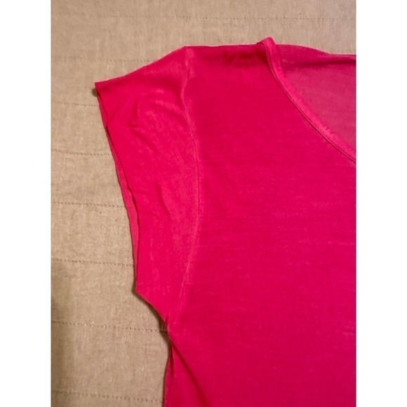 Women’s Majestic Filatures Pink 100% Silk Cap Sleeve Scoop Neck Hand Dyed Tee - Picture 5 of 10